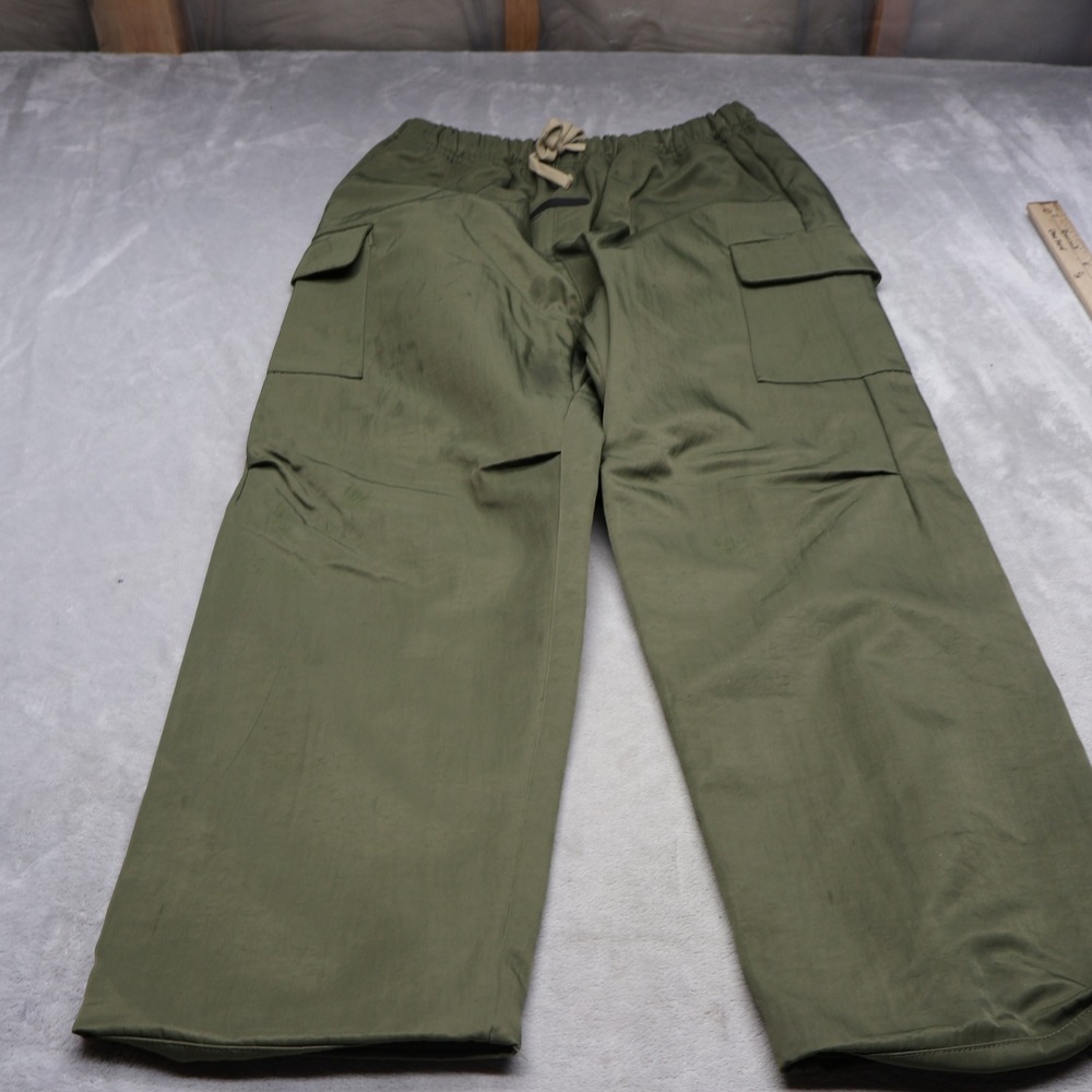 Essentials Cargo Pants Womens 12 Green Drawstring Relaxed Wind Rain 26x24‎ Flex